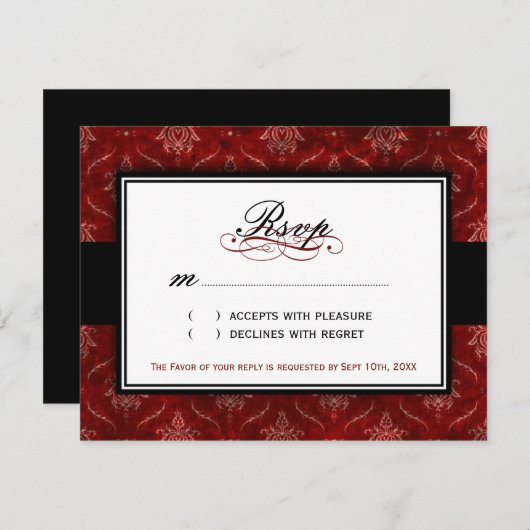 Cartes de réponse Velvet Classé (Devant / Derrière)