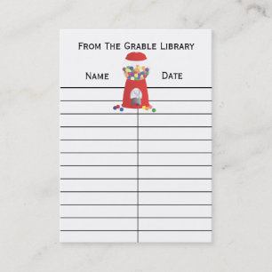 Cartes de retour de livre de machine de Bublegum