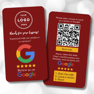 Cartes de révision Google avec logo et code QR