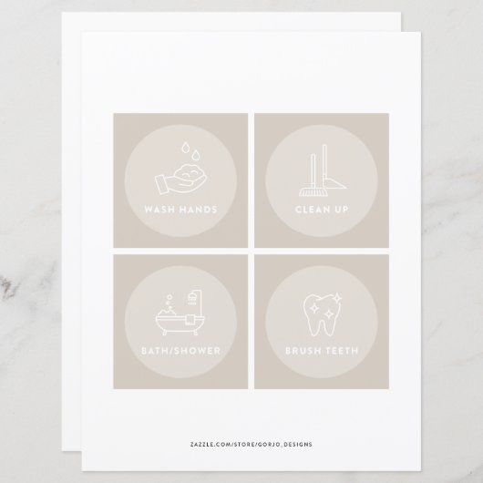 Cartes de routine quotidienne pour enfants Tableau (Devant / Derrière)