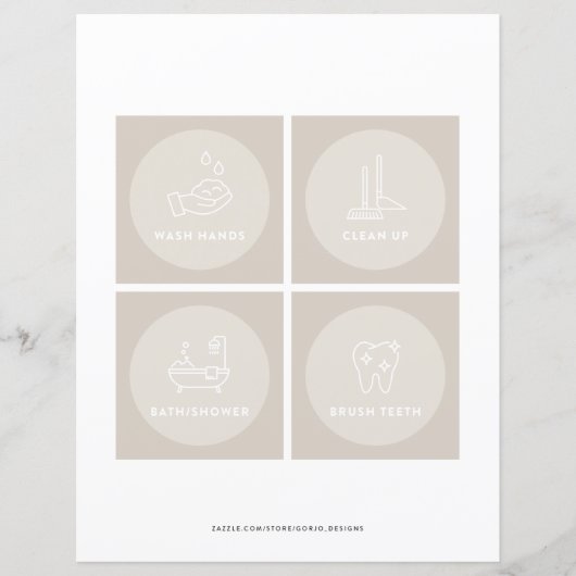 Cartes de routine quotidienne pour enfants Tableau (Devant)