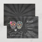 Cartes de RSVP craie mariage rustique crâne de suc (Devant / Derrière)