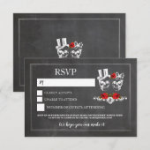 Cartes de RSVP Crânes de Mariage Crânes Roses Crai (Devant / Derrière)