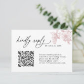 Cartes de RSVP de mariage avec code QR rose pâle v (Debout devant)