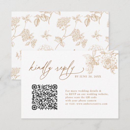 Cartes de RSVP de mariage élégantes avec code QR e (Devant / Derrière)