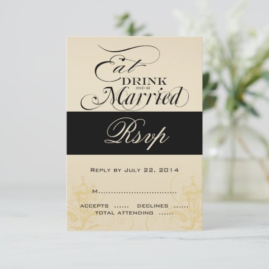 Cartes de RSVP de mariage 'Manger, boire, être mar (Debout devant)