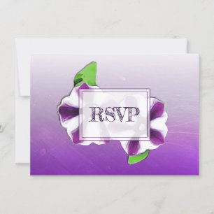Cartes de RSVP et menu de mariage floral aux pétun