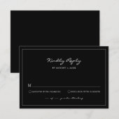 Cartes de RSVP Simples Noires (Devant / Derrière)