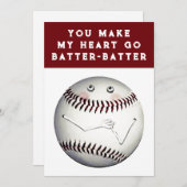 Cartes de Saint-Valentin de baseball amusantes (Devant / Derrière)