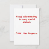 Cartes de Saint-Valentin de l'étudiant (Dos)