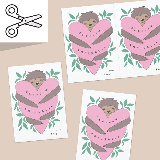 Cartes de Saint-Valentin découpées de paresseux |