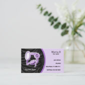 Cartes de salon de coiffure pourpre avec rendez-vo (Debout devant)