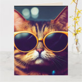 CARTES DE SALUT COOL CHAT ANNIVERSAIRE (Fleur jaune)