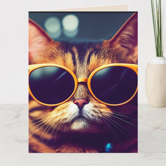 CARTES DE SALUT COOL CHAT ANNIVERSAIRE (Devant)