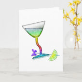 CARTES DE SALUTATIONS COCKTAIL - PAPILLON MARTINI (Fleur jaune)
