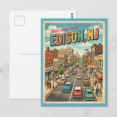 Cartes de salutations d'Edison NJ de style vintage (Devant / Derrière)