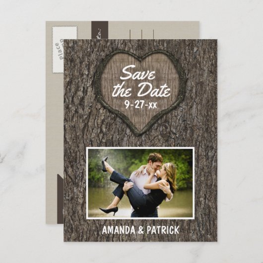 Cartes de sauvegarde à date de chêne sculpté rusti (Devant / Derrière)