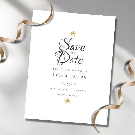 Cartes de sauvegarde Cupidons Dorés Écriture Éléga