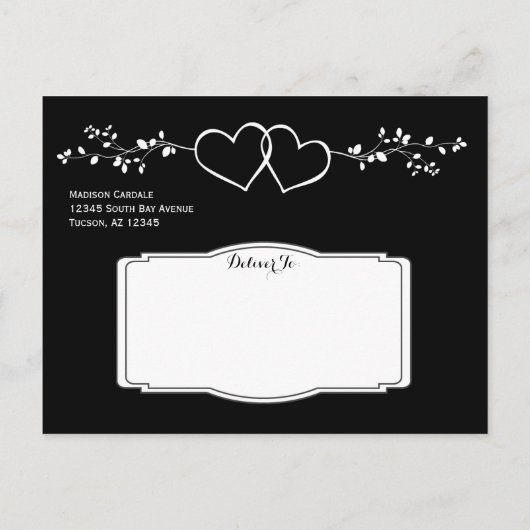 Cartes de sauvegarde de date à double cœur noir (Dos)