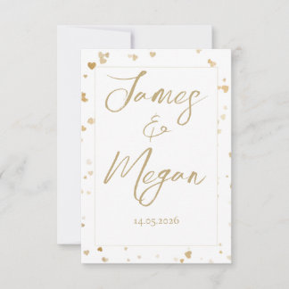 Cartes de sauvegarde de date avec cœur doré