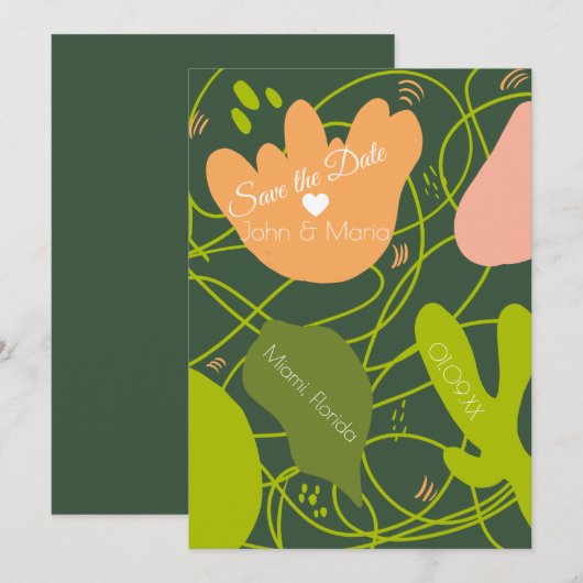 Cartes de sauvegarde de date avec des formes de ca (Devant / Derrière)