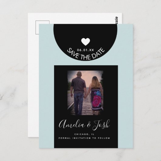 Cartes de sauvegarde de date avec formes noires mo (Devant / Derrière)