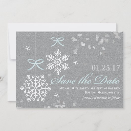 Cartes de sauvegarde de date Blue Snowflake (Devant)
