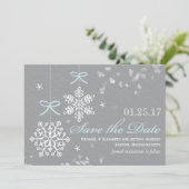 Cartes de sauvegarde de date Blue Snowflake (Debout devant)