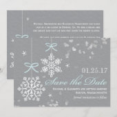 Cartes de sauvegarde de date Blue Snowflake (Devant / Derrière)
