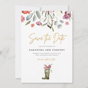 Cartes de sauvegarde de date de bottes de Wellingt