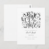 Cartes de sauvegarde de date de coeurs noirs et bl (Devant / Derrière)