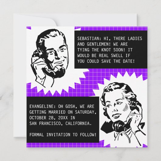 Cartes de sauvegarde de date de couple de potins r (Devant)