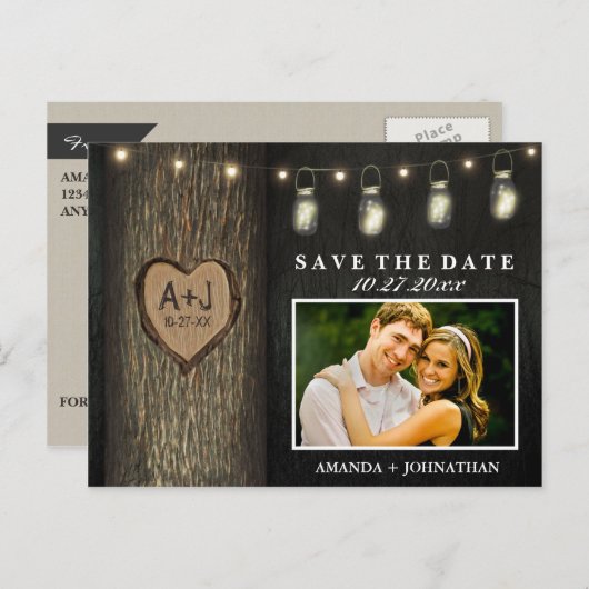 Cartes de sauvegarde de date de mariage avec pot M (Devant / Derrière)