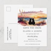 Cartes de sauvegarde de date de plage de coucher d (Devant / Derrière)