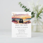 Cartes de sauvegarde de date de plage de coucher d (Debout devant)