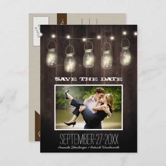 Cartes de sauvegarde de date de pot de maçon de ca (Devant / Derrière)