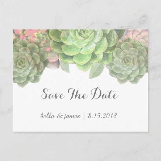 Cartes de sauvegarde de date de succulent vert min (Devant)
