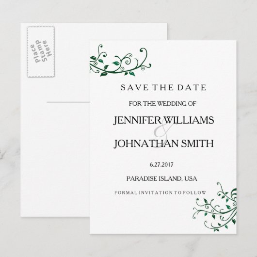 Cartes de sauvegarde de date de vignes élégantes (Devant / Derrière)