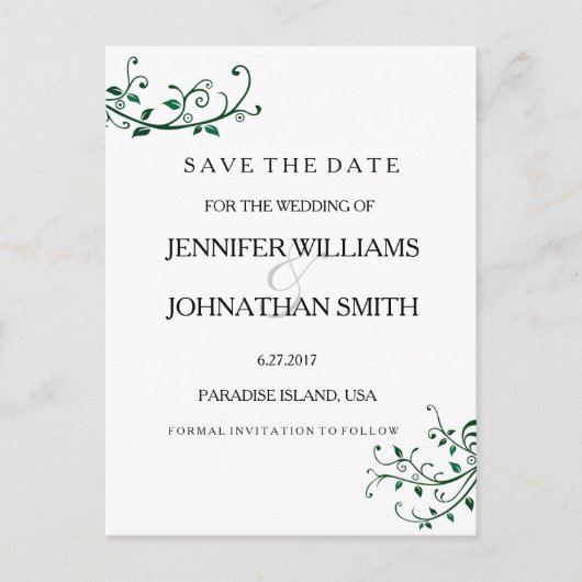 Cartes de sauvegarde de date de vignes élégantes (Devant)