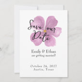 Cartes de sauvegarde de date - Fleur violette élég (Devant)