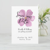 Cartes de sauvegarde de date - Fleur violette élég (Debout devant)