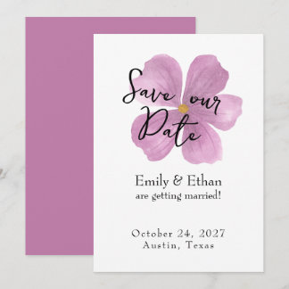 Cartes de sauvegarde de date - Fleur violette élég