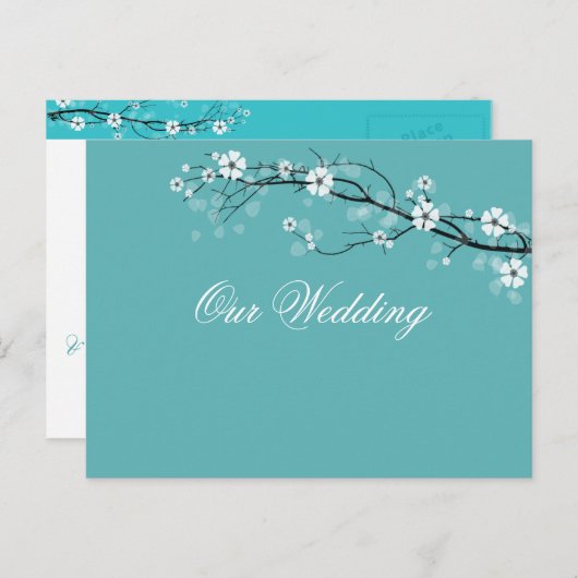 Cartes de sauvegarde de date fleurs blanches (Devant / Derrière)