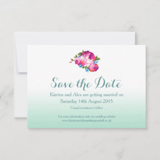 Cartes de sauvegarde de date florales d'Ombre Mint