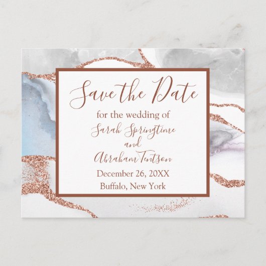 Cartes de sauvegarde de date formelles en agate bl (Devant)