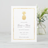 Cartes de sauvegarde de date Gold Pineapple (Debout devant)