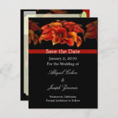 Cartes de sauvegarde de date, lys calla orange (Devant / Derrière)