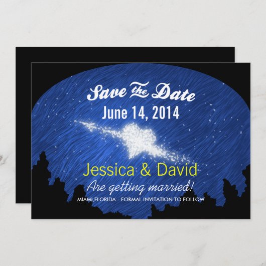 Cartes de sauvegarde de date Star Heart dans la nu (Devant / Derrière)