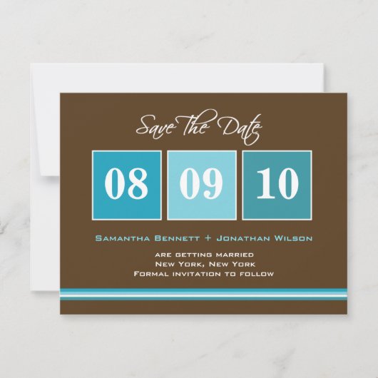 Cartes de sauvegarde de date - Turquoise (Devant)