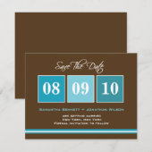 Cartes de sauvegarde de date - Turquoise (Devant / Derrière)